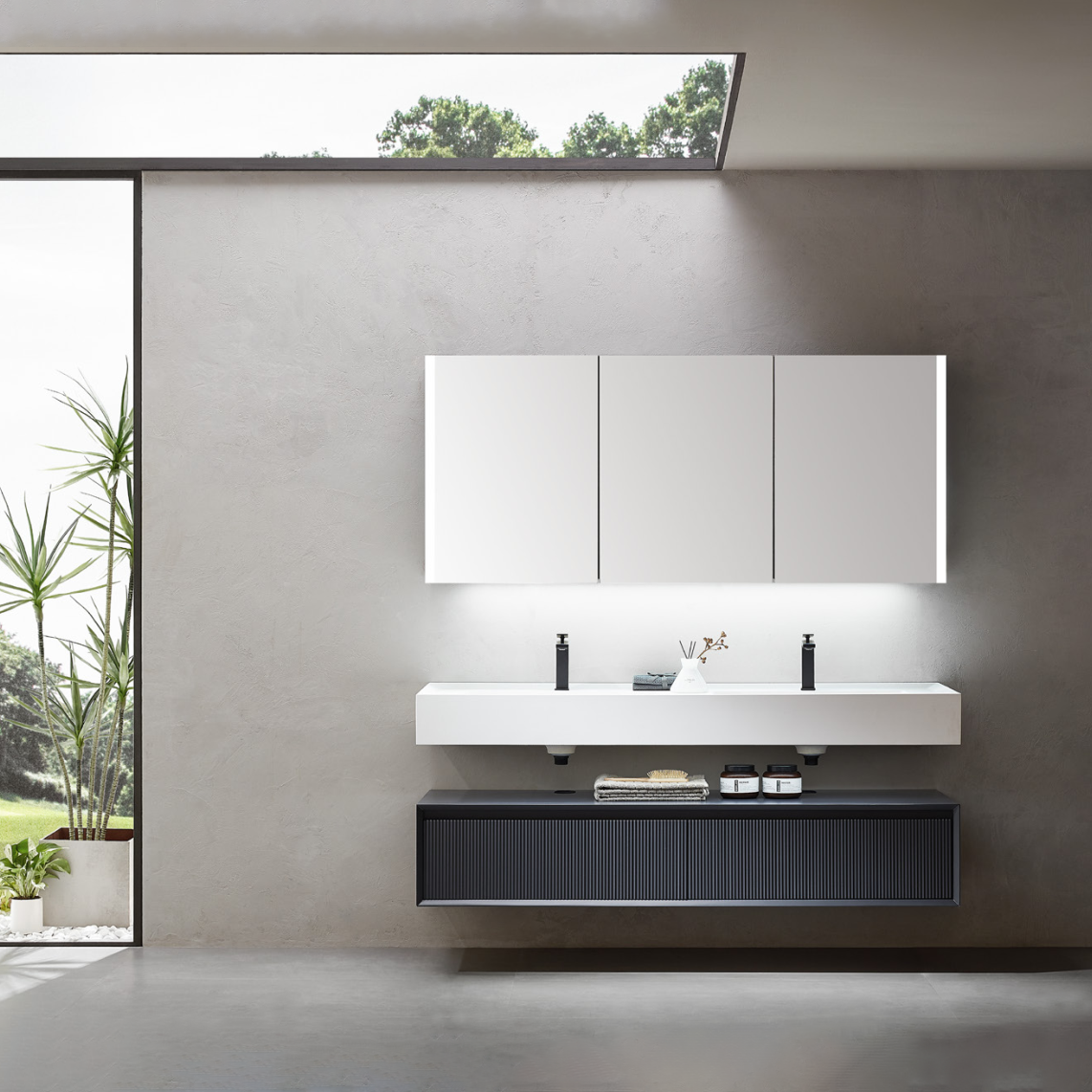 Tủ gương treo tường hình chữ nhật Krene D1200