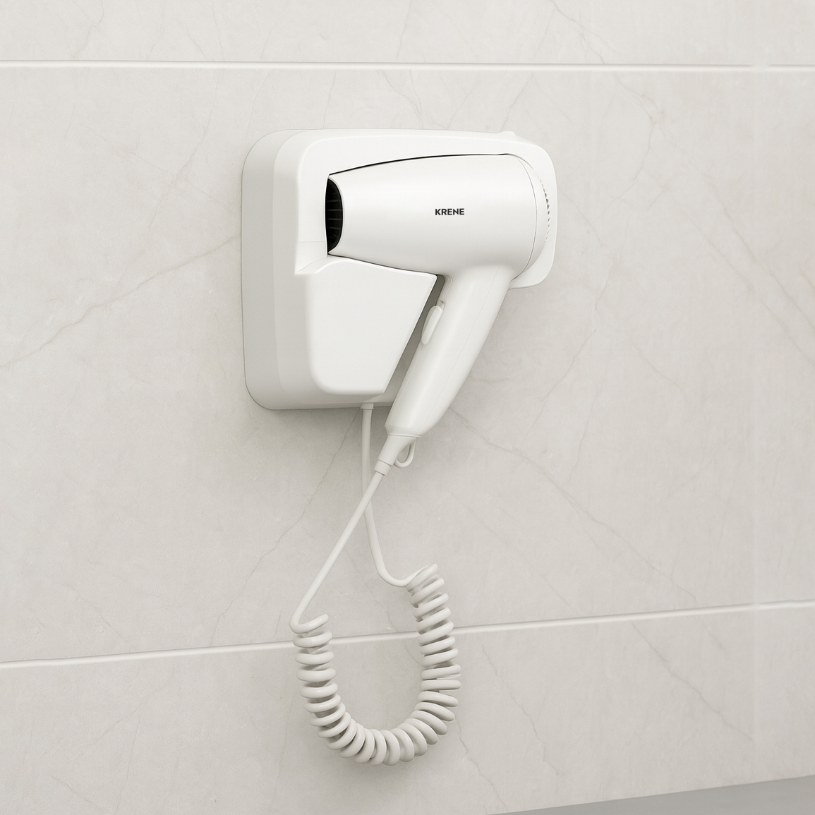 Máy sấy tóc 2 chiều nóng lạnh bảo vệ tóc chính hãng Krene INHSD-D9029 cao cấp công suất lớn to 1200W gắn tường